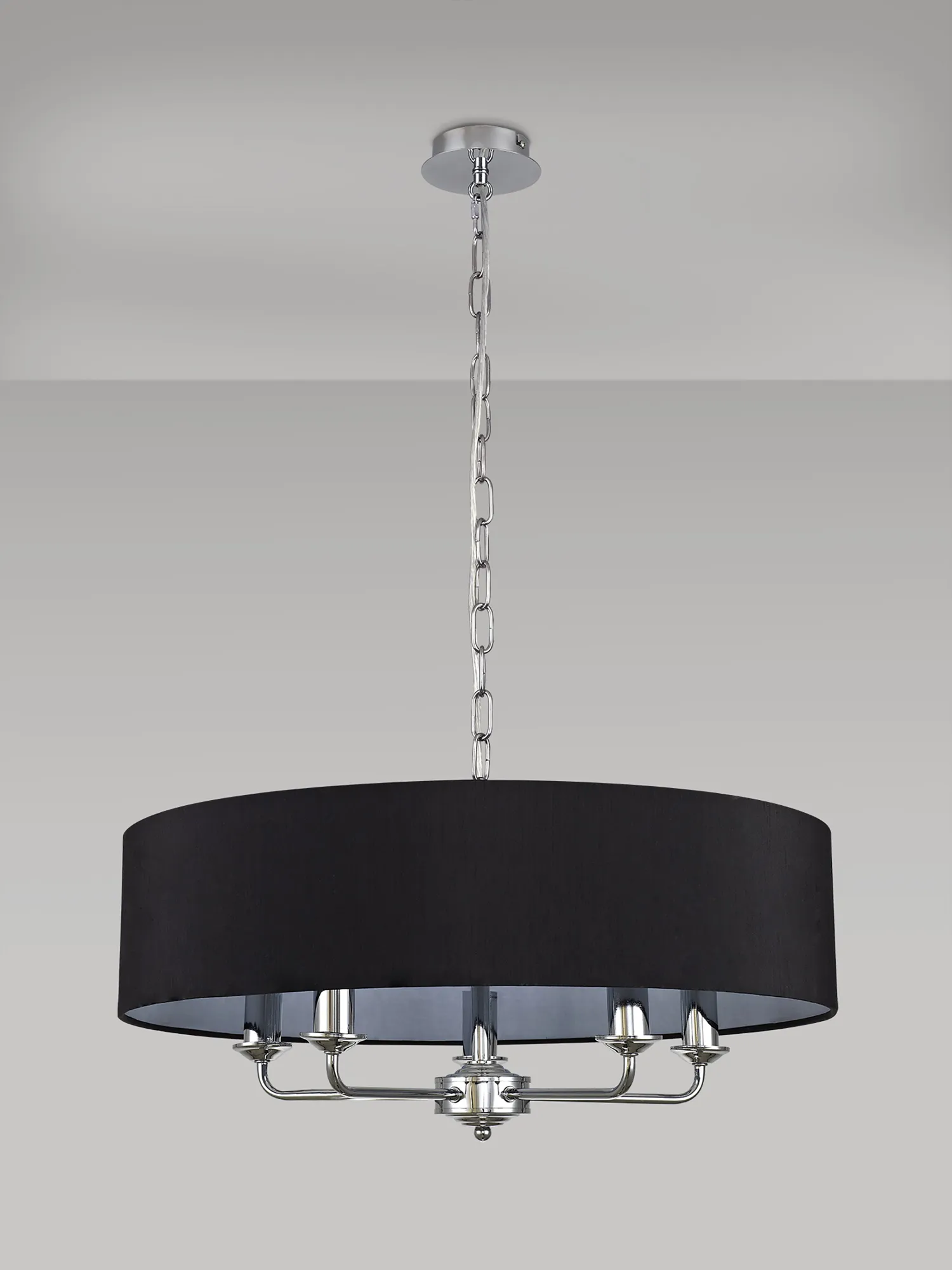 Banyan 60cm 5 Light Pendant Polished Chrome, Black DK0008  Deco Banyan CH BL